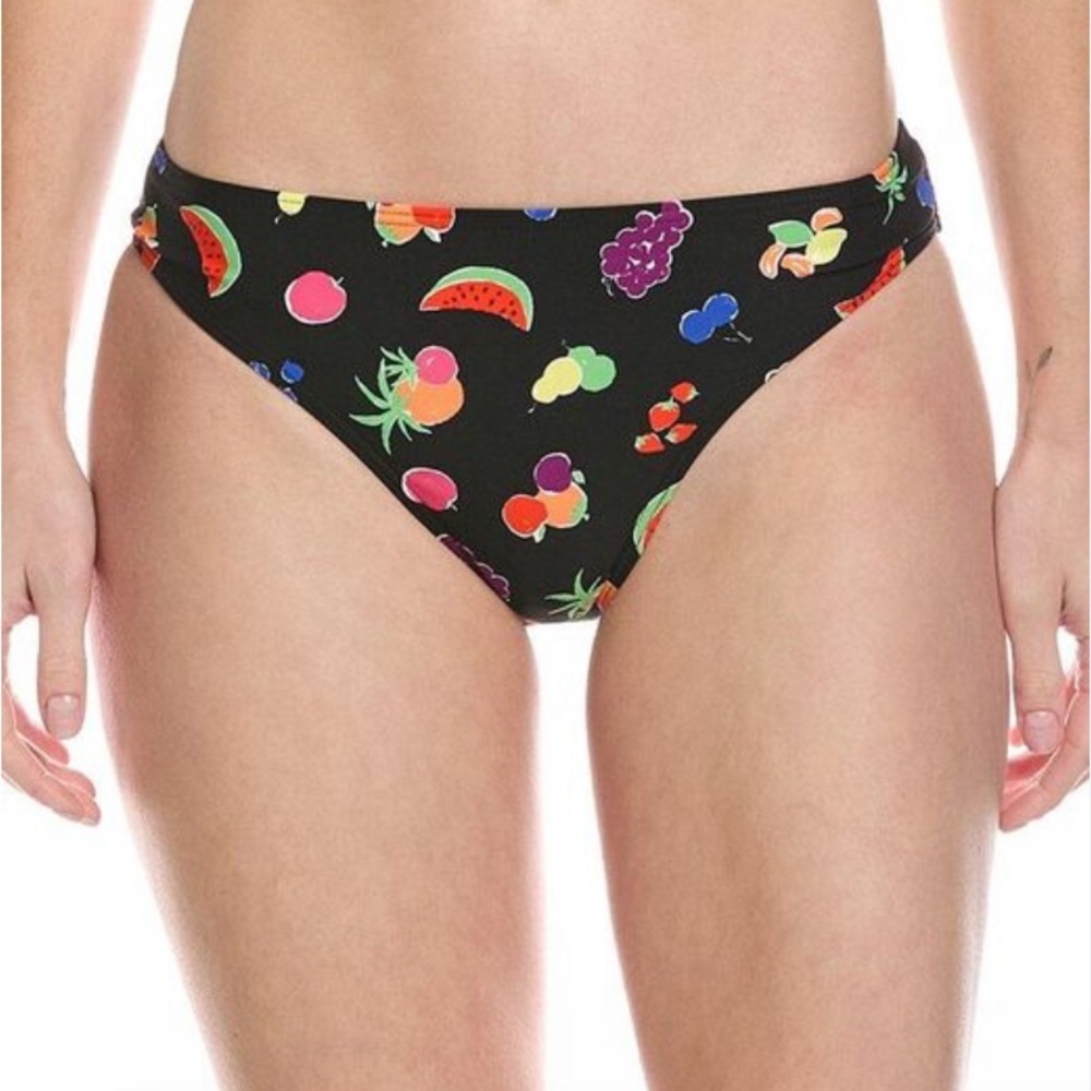Kate Spade Black Bikini Bottom with Fruit Print New without tags Small.